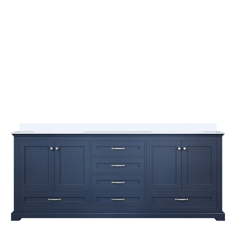 Meuble-lavabo double avec comptoir en quartz blanc, Marine
