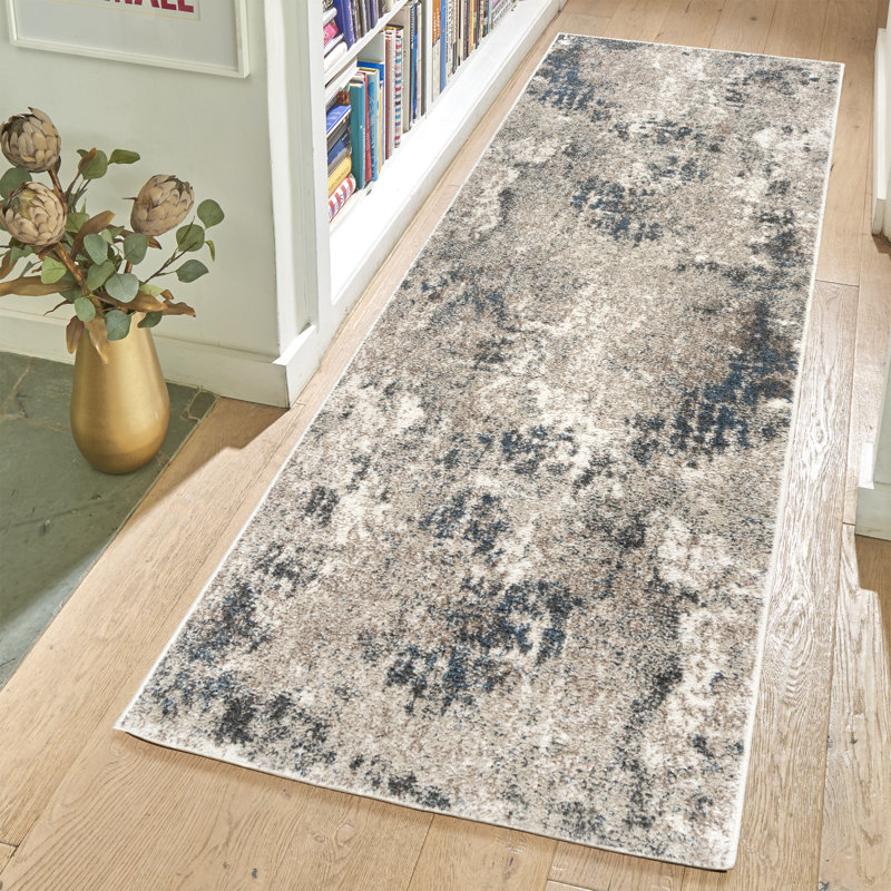 Tapis en polypropylène à motif abstrait Maia Huma, Tapis de couloir 2 pi 7 po x 8 pi