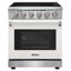 Cuisinière électrique professionnelle de 5 po avec 5 éléments chauffants de 4,5 po Pi. Capacité du four à convection, four à plateau en verre lisse, blanc