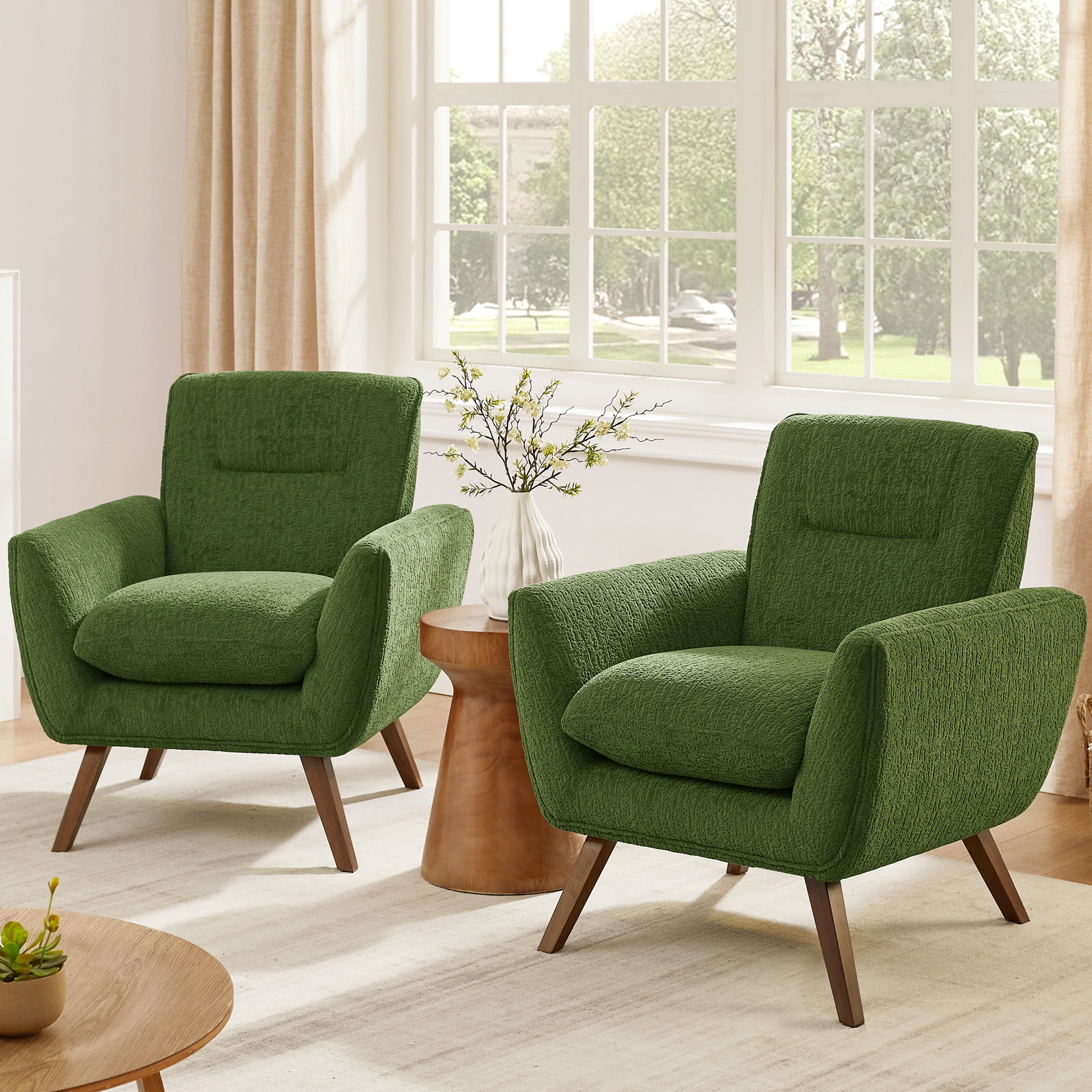 Accent Chairs For Living Room Green Wingback Chair YOLENY Modern