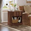 GarveeHome Modern Design - Table de chevet avec espace de rangement - Table de chevet compacte avec tiroirs et compartiments ouverts, structure rainurée - Brun-1517649347