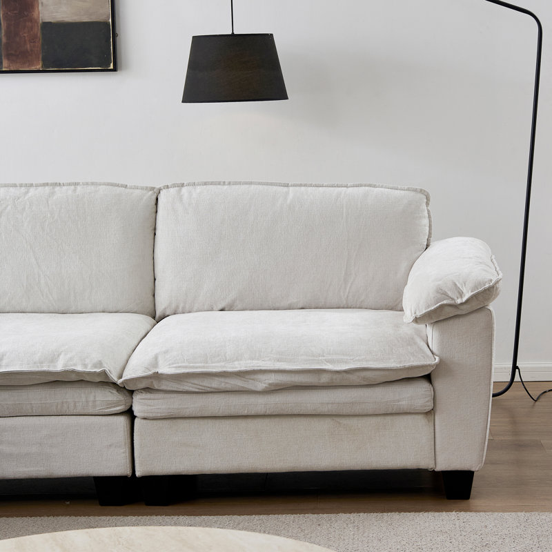 Canapé moderne en chenille, canapé modulable à assise profonde avec housses de coussin amovibles et lavables pour salon