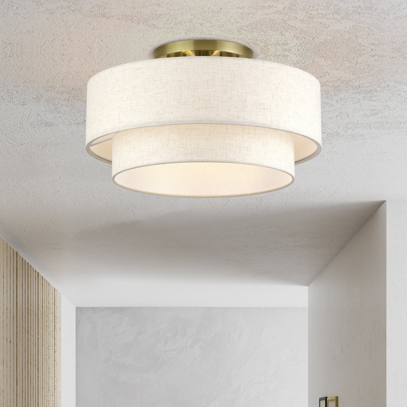 Grand luminaire semi-encastré 3 lumières Aselin, Laiton antique