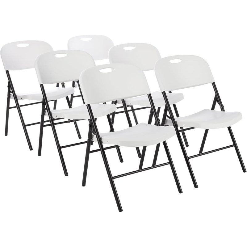 Chaise pliante en plastique d'une capacité de 350 livres - paquet de 6, Blanc