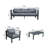 Decksplore 4-Piece Aluminum Patio Furniture Set with Imitation Wood Tabletop, Includes 2 Armchairs and 3-Seat Sofa
