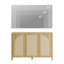 Meuble télé Sophia Farmhouse en rotin de 120 cm de large, compatible avec les téléviseurs jusqu'à 55 pouces, style Wabi-Sabi, trois portes, deux placards de rangement indépendants avec étagère réglable, chêne.-50198689