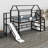Metal House Loft Bed With Slide,Stairs And Storage Shelves-1521424923