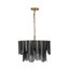 Aaron 19" 5-Light Tiered Smoky Hammered Glass Chandelier, Adjustable Antique Brass Chain-152165801