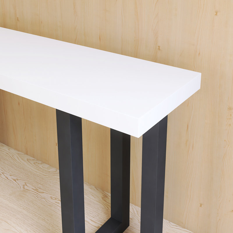 63.00'' Console Table With Solid Pine Legs, White/Black