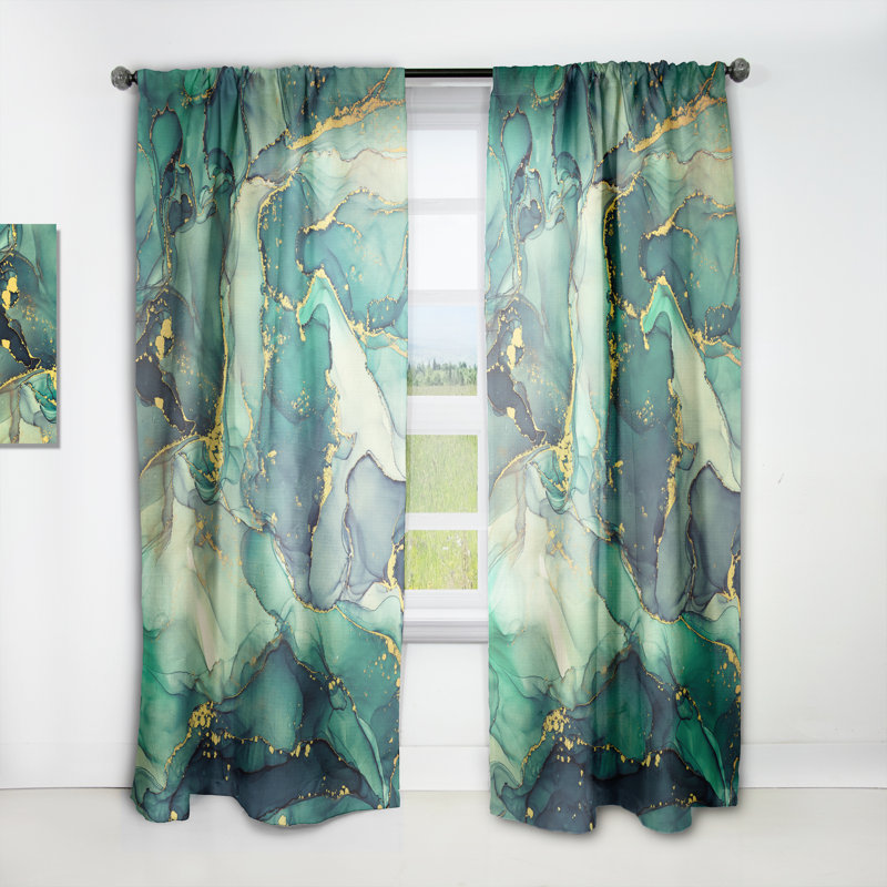 Panneau de rideau simple semi-diaphane abstrait Green Luxury