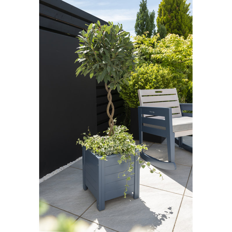 Aamber Wood Planter Box, 40cm H x 60cm W x 35cm D, Steel blue