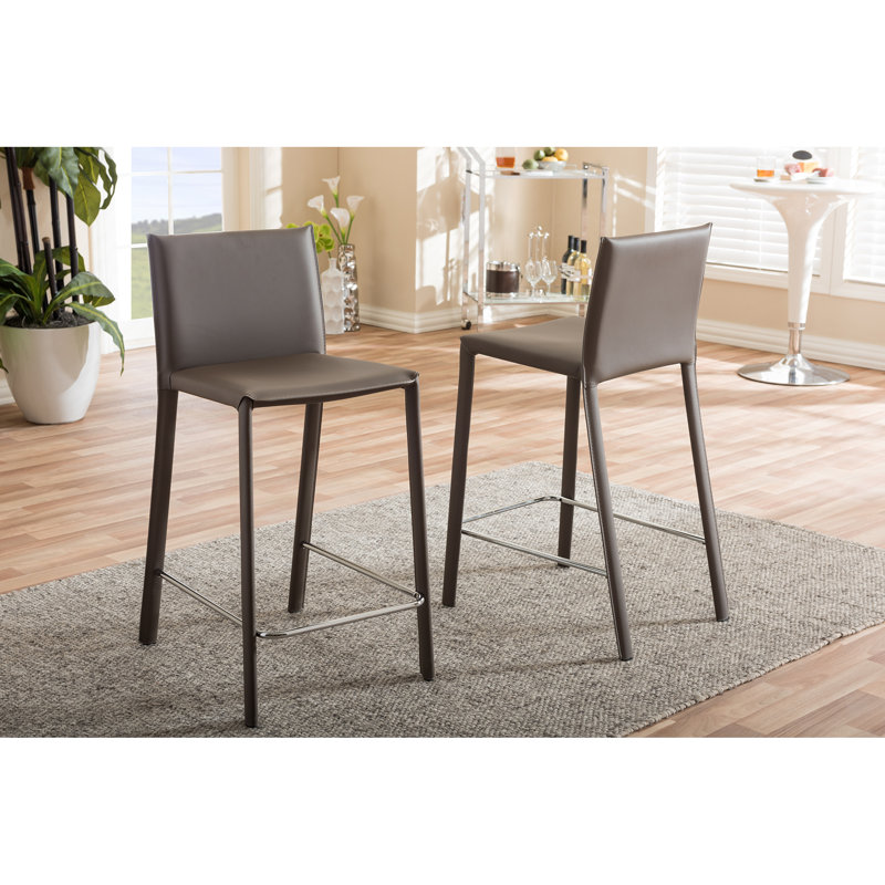 Xie Upholstered Faux Leather Counter Stool with Steel Frame