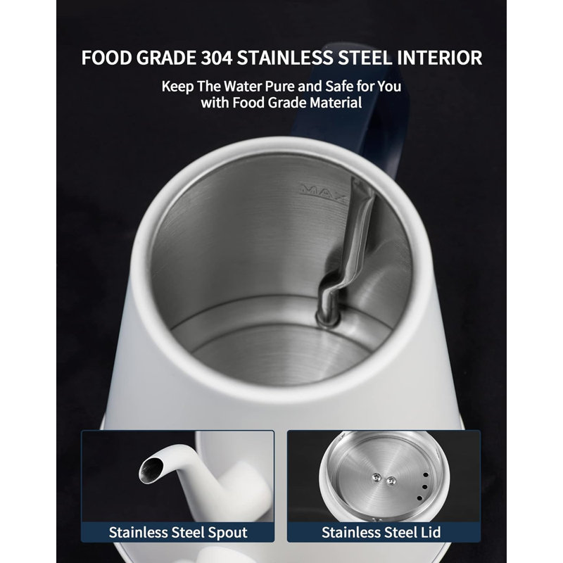 White Stainless Steel Electric Gooseneck Tea Kettle