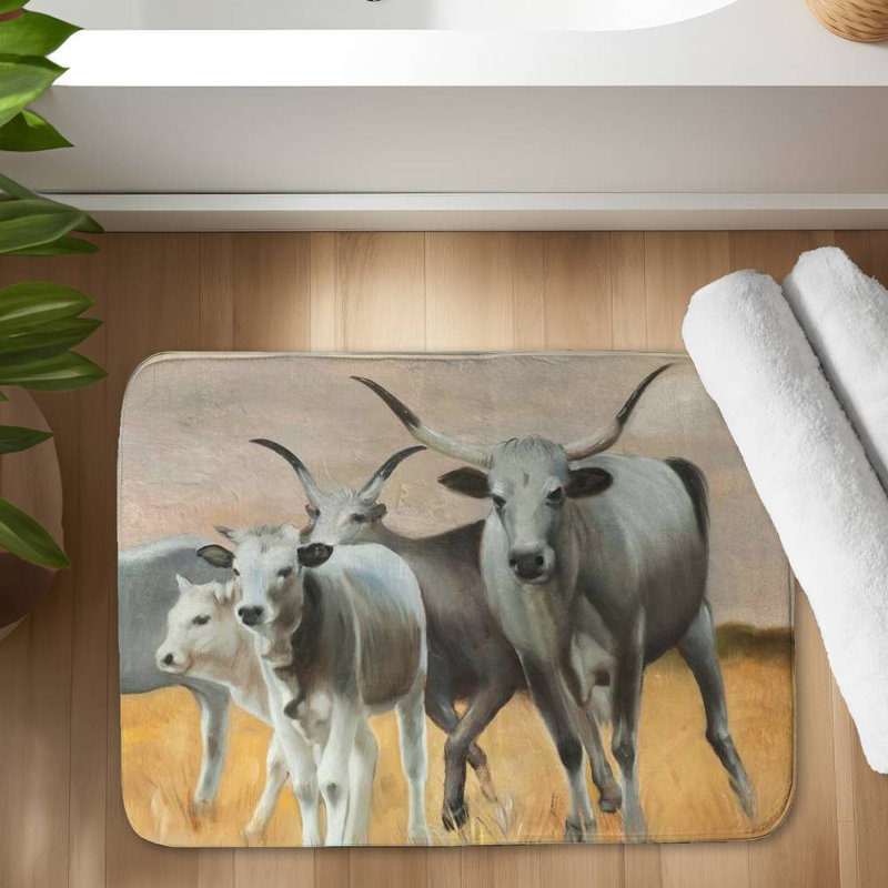 Nguni breeding Bath Mat with Non-Slip Backing - Quick Dry Memory Foam Bathroom Rug - Absorbent - Modern Plush Spa-Style - Machine Washable