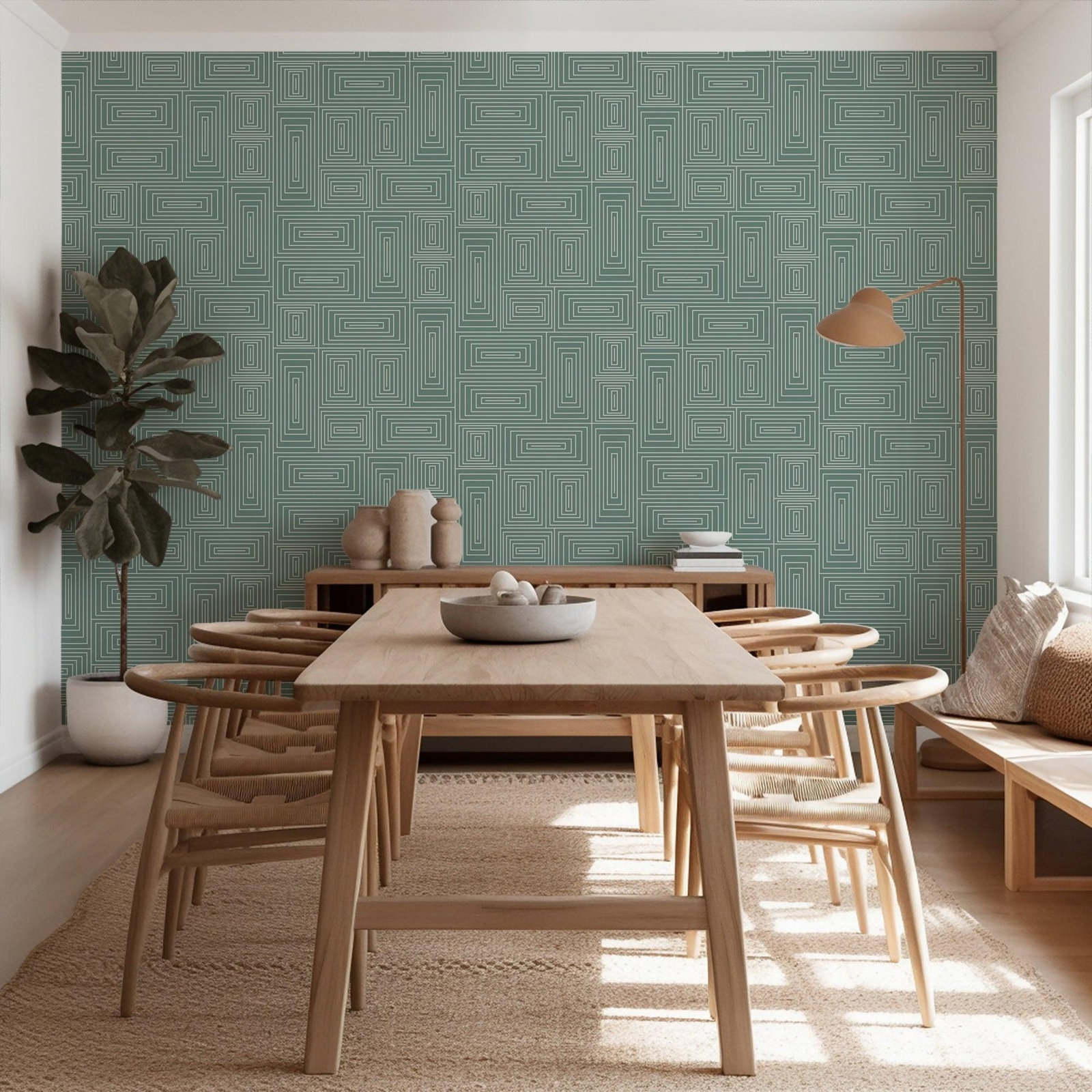 Nia Self-Adhesive Wallpaper Roll, Teal, Faux Grasscloth, Non-pasted