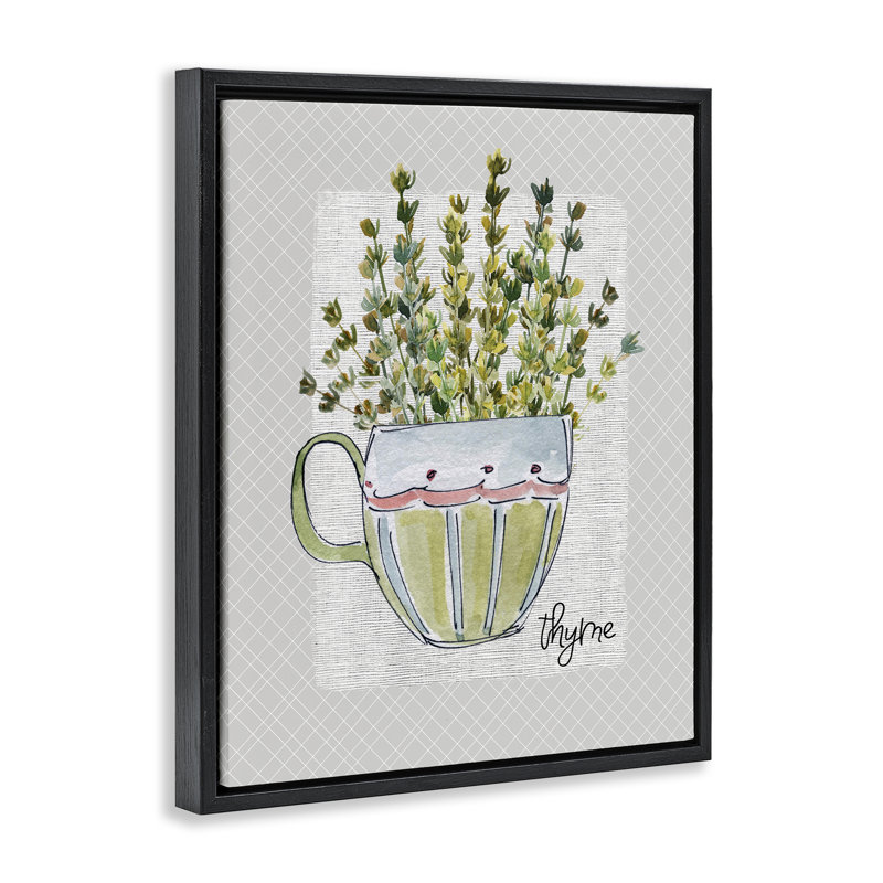 Cadre flottant Thym Herb, par Livi Finn, H 31 po x l 25 po, Cadre flottant noir de jais