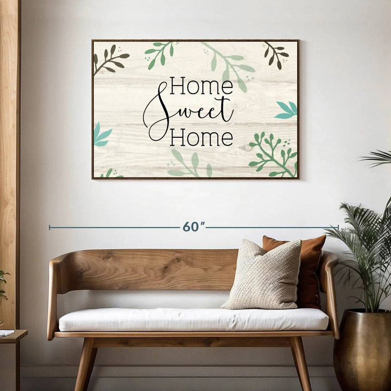 Panneau mural Home Sweet Home, Cadre flottant noyer, 43 po x 29 po