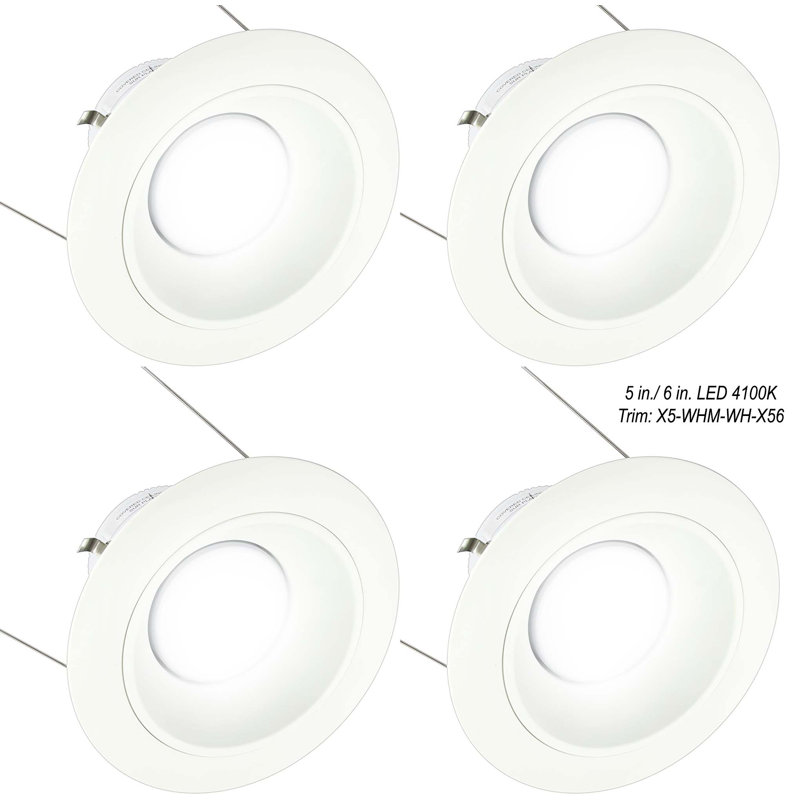 6.5'' Dimmable Air-Tight Standard Recessed Lighting Kit, White Baffle/White Trim