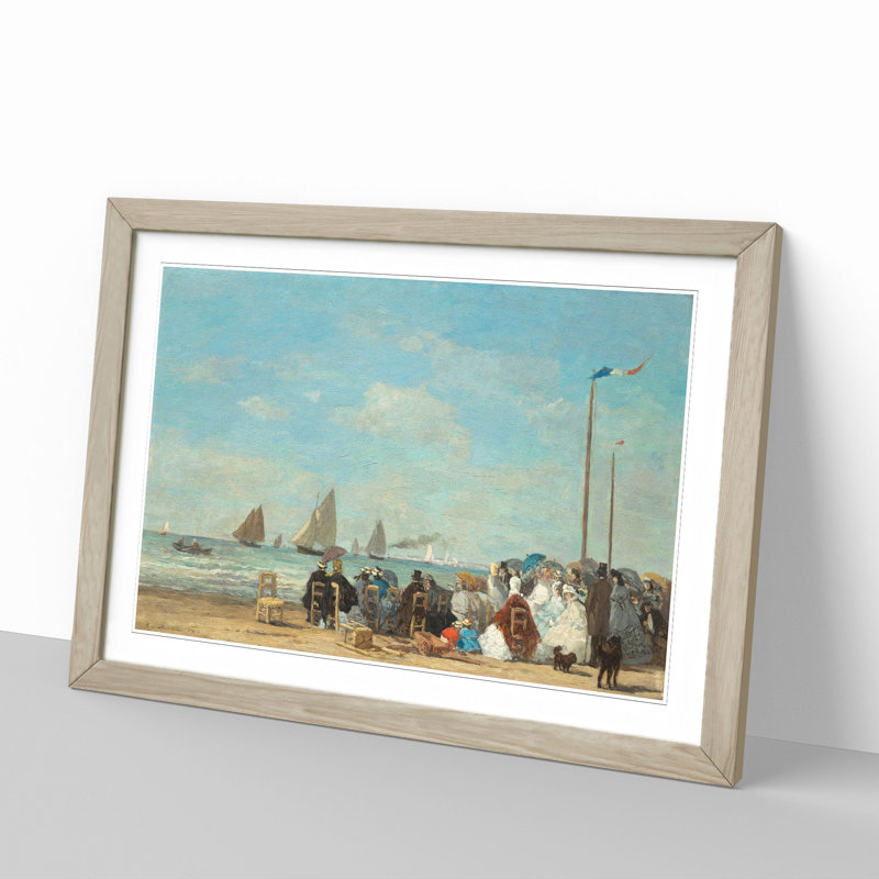 Beach at Trouville Vol.3 by Eugene Boudin - Picture Frame Painting, Oak Framed, 36cm H x 48cm W x 2cm D