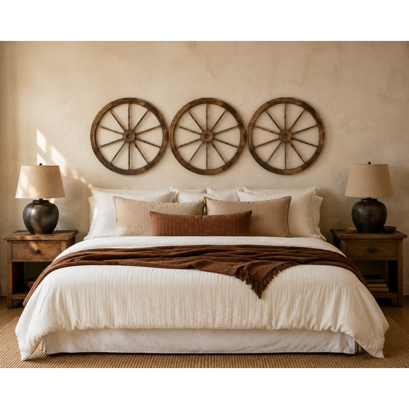 Wooden Wagon Wheel Décor, 31.50" H x 31.50" W x 1" D