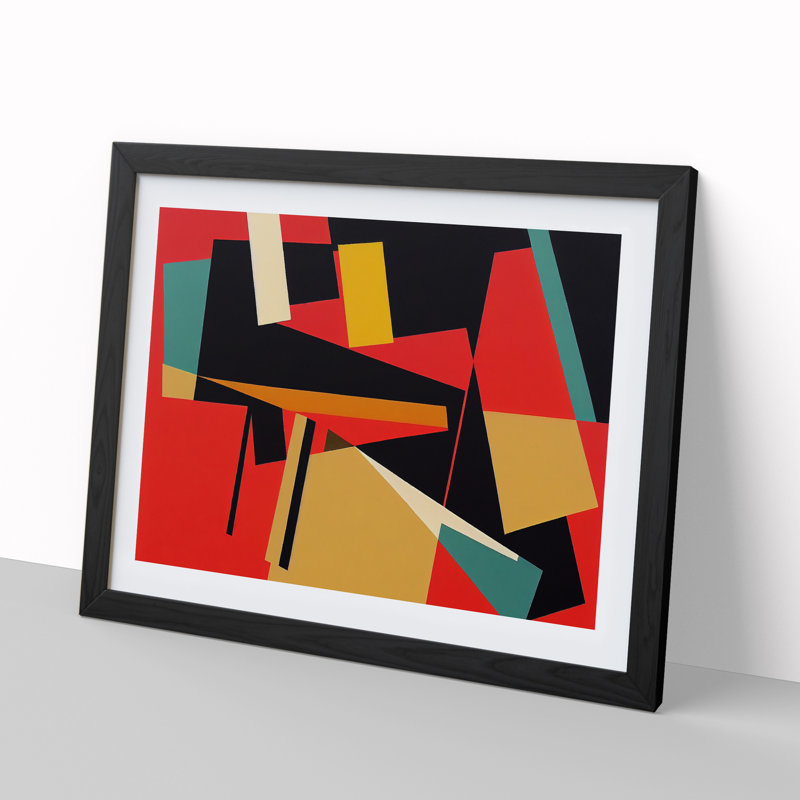 XH1022-8691X Suprematism Modern Art Vol.2 Abstract - Single Picture Frame Painting, Black, 46cm H x 64cm W x 2cm D