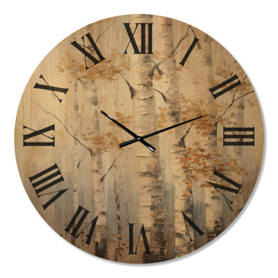 Extra Large Botanical Wooden Wall Clock – Tree Birch Breath
