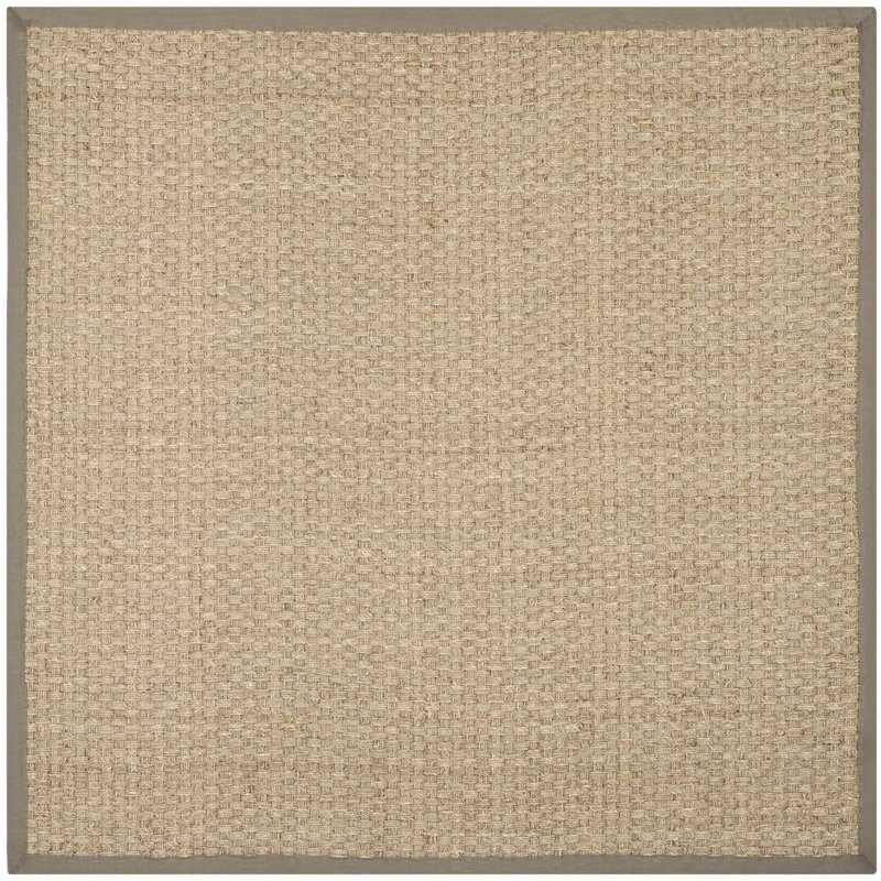Auckland Bamboo Slat/Seagrass Natural/Gray Area Rug, Square 8'