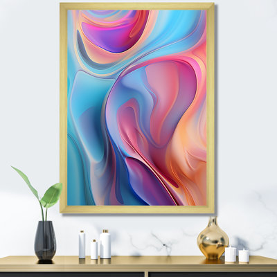 «Transitional Pink and Blue Shapes IV», art mural abstrait sur toile