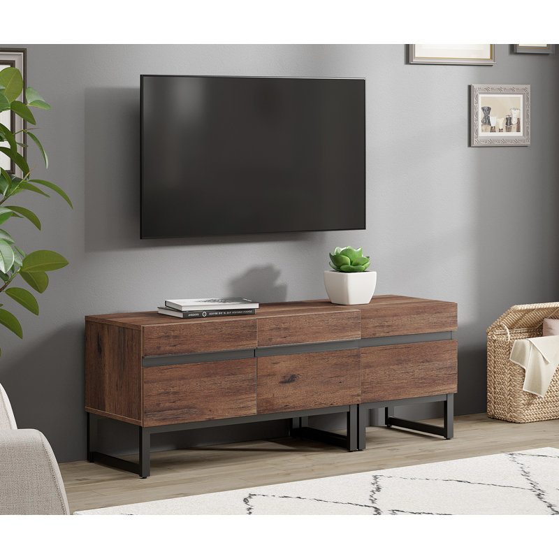 Milibor TV Stand with Cabinets, Brown, 19.9”H x 15.6”L x 52.7”W