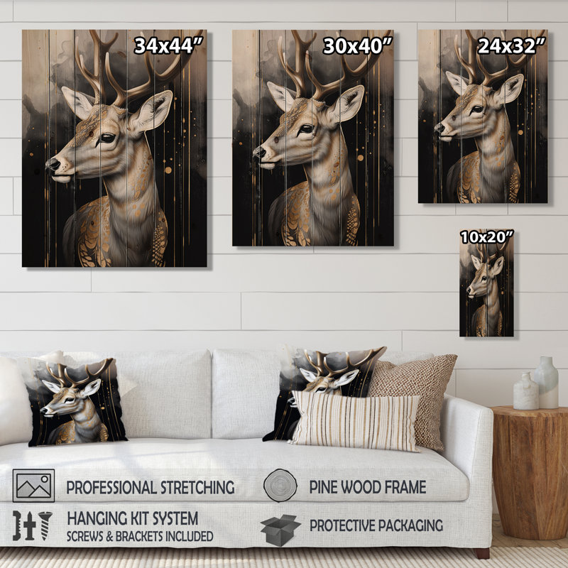 «Canario Deer Portrait In The Wild» sur impression sur bois, H 40 po x l 30 po x P 0,78 po