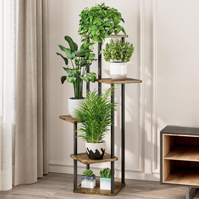 This Five-Tiered Indoor Metal Flower Stand Can Hold A Variety Of Plants And Is Suitable For Various Corners Such As Terraces, Living Rooms, And Balcon by Arlmont & Co.