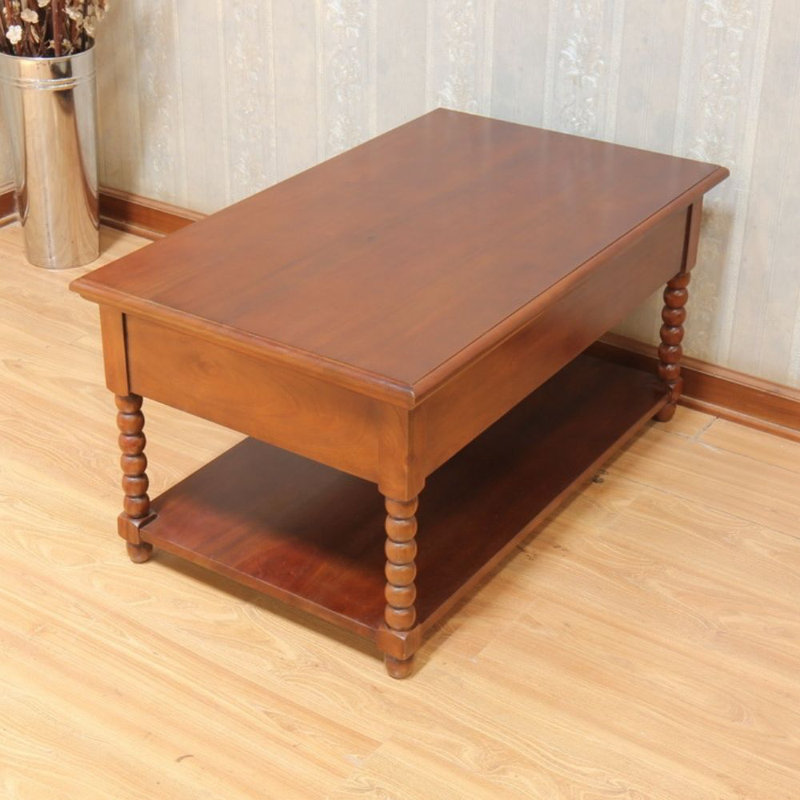 Jules Solid Wood Four Leg Coffee Table with Storage