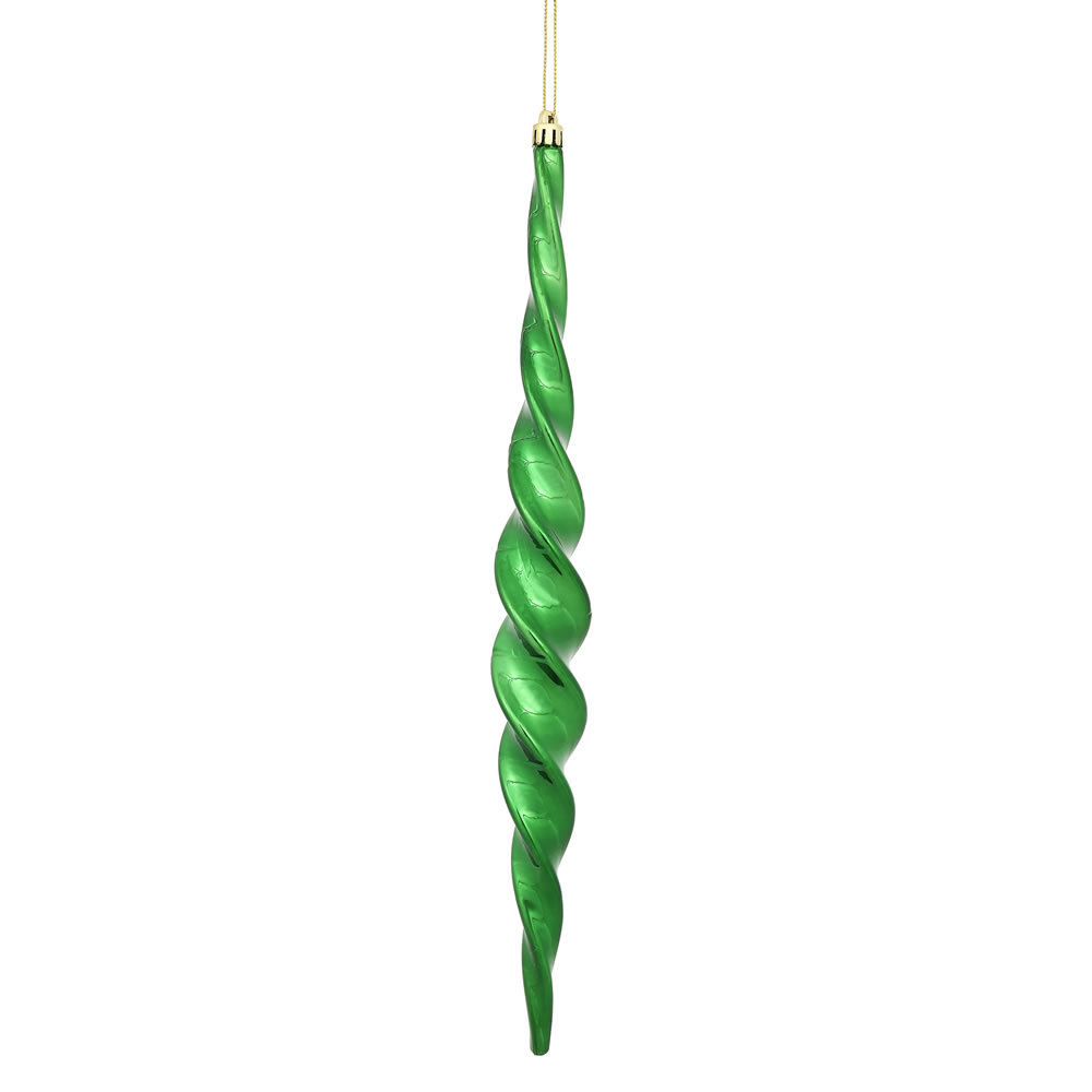 Shiny Spiral Icicle Christmas Ornament, Emerald