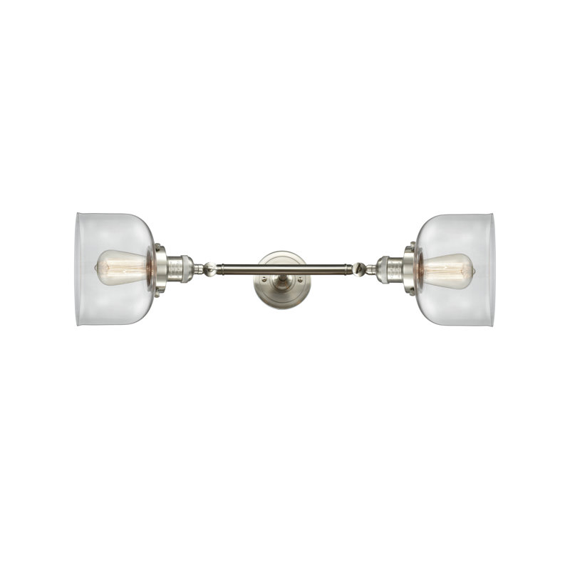 Éclairage pour meuble-lavabo à 2 lumières et à luminosité rétro Arledge, Transparent, Nickel satiné brossé, Incandescent