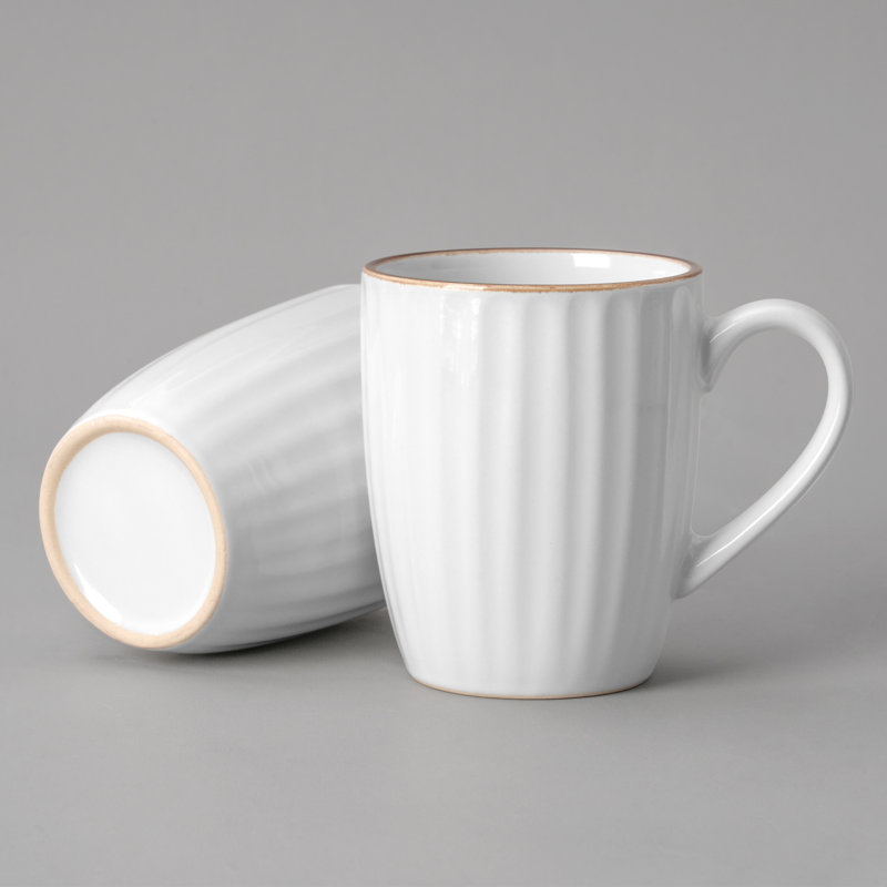 Ensemble de tasses à café 14 oz Famiware, Blanc rayé