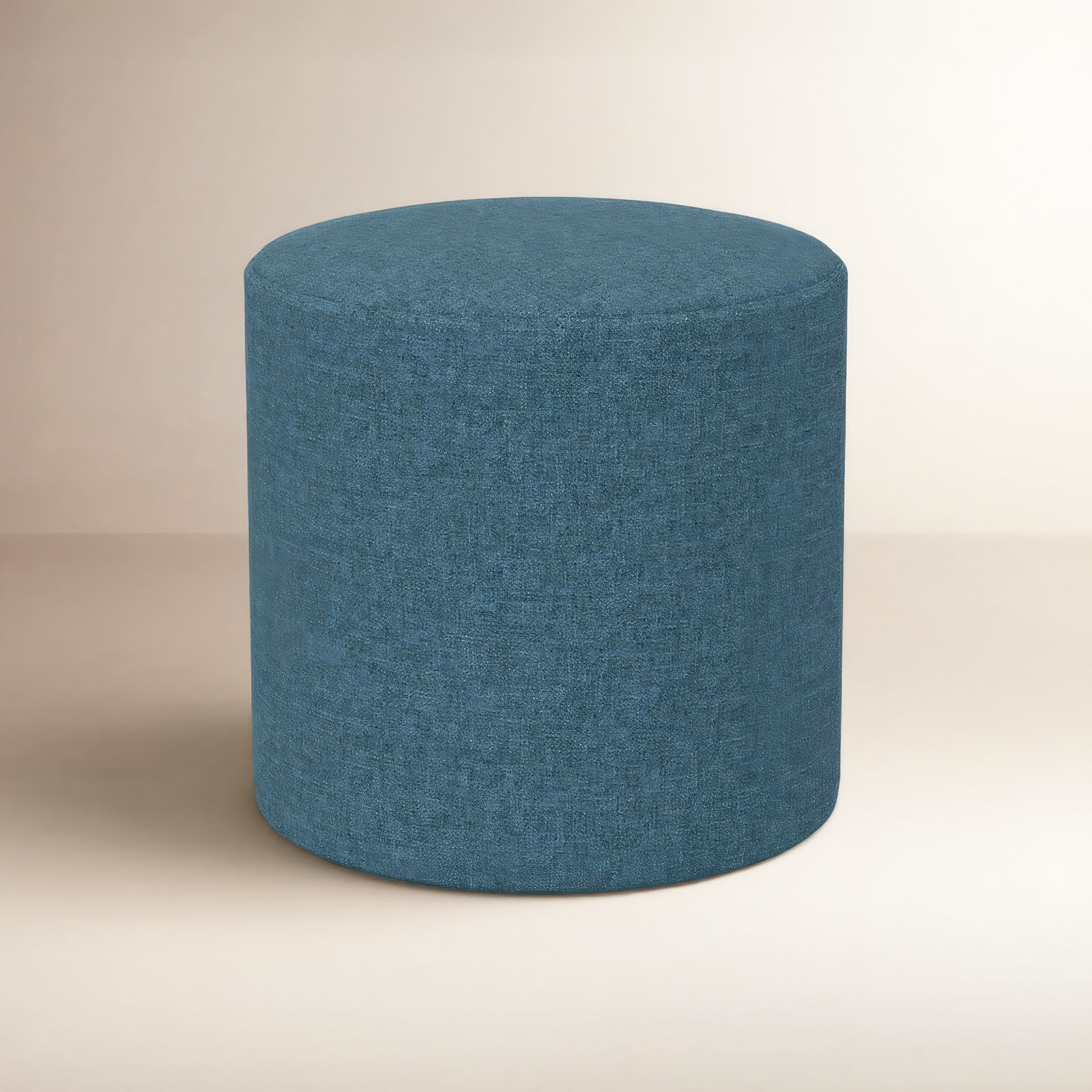 Orlando Upholstered Ottoman, Zuma Navy Textured Linen