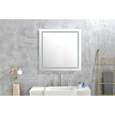 Miroir mural à DEL pour salle de bain avec brouillard caractéristique, à intensité variable, 3 couleurs, à mémoire de forme, maquillage 36 po x, soins de la peau, rasage et planification de vêtements à grand brouillard à intensité variable, soin