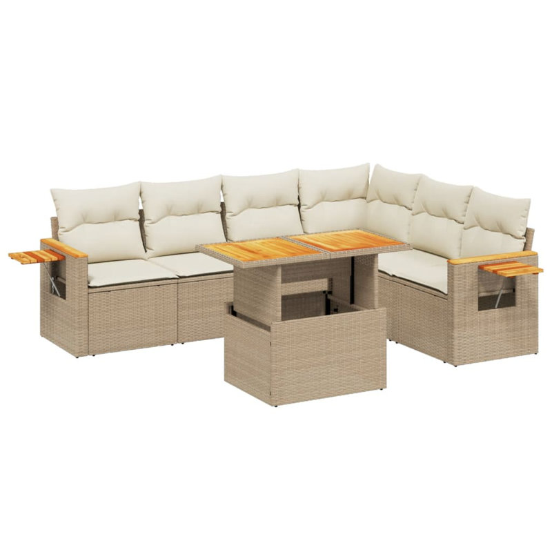 Ensemble de canapé de jardin en rotin PE 7 pièces Vidaxl