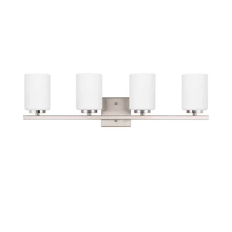 Ellysen Dimmable Vanity Light, Brushed Nickel, 4, Opal Glass