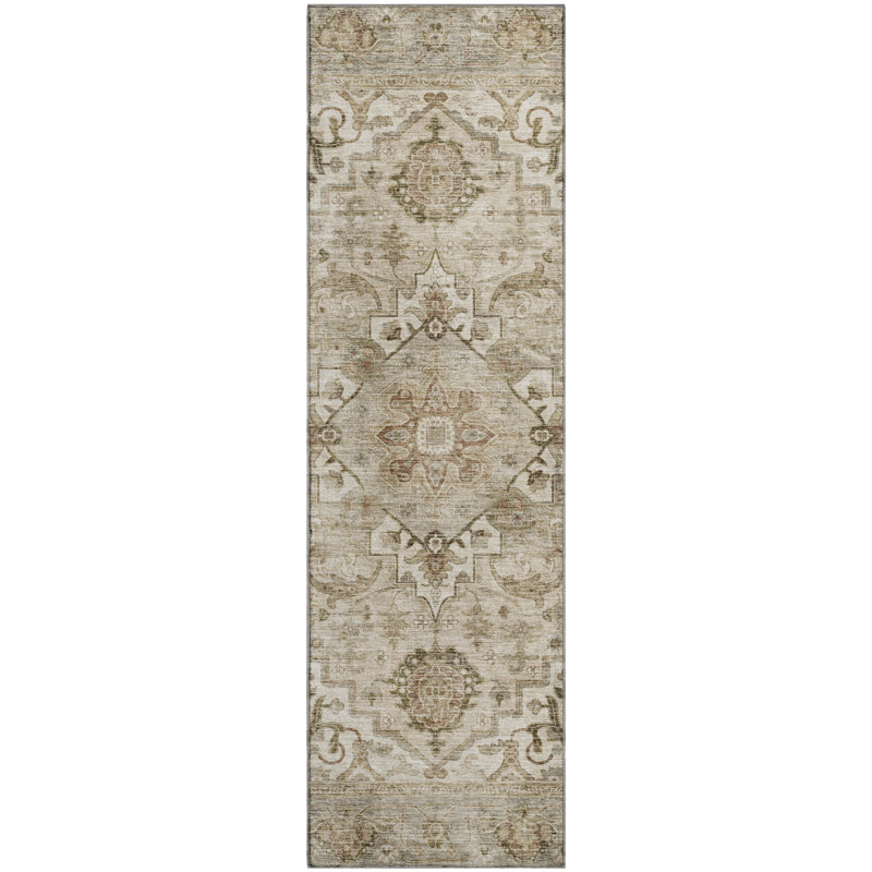 Premium Machine Washable Mayfield AMF2164 global Rug, Runner 2'3" x 7'6", Beige