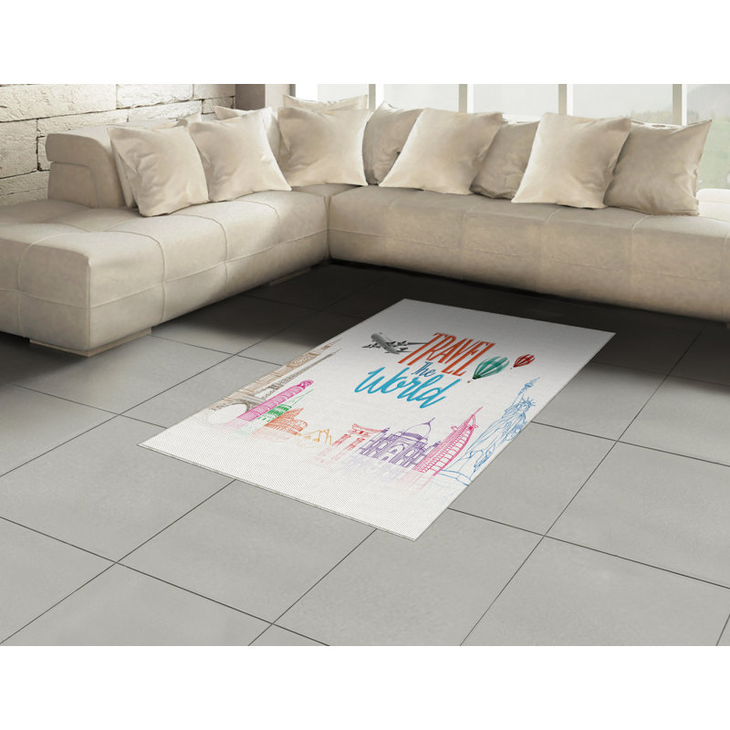 Tapis décoratif à fibres longues haute densité en polyester et coton style textuel, Rectangle— 4 pi x 5 pi 8 po