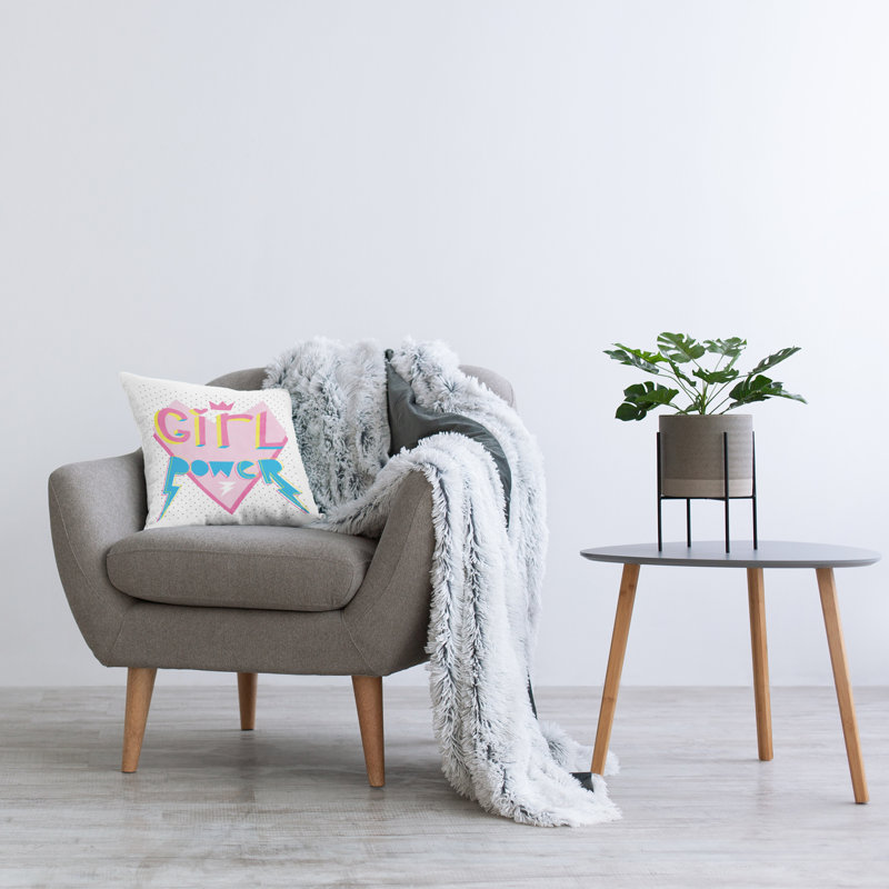 Girl Power Retro Heart Printed Throw Pillow Design By Elephant Stock