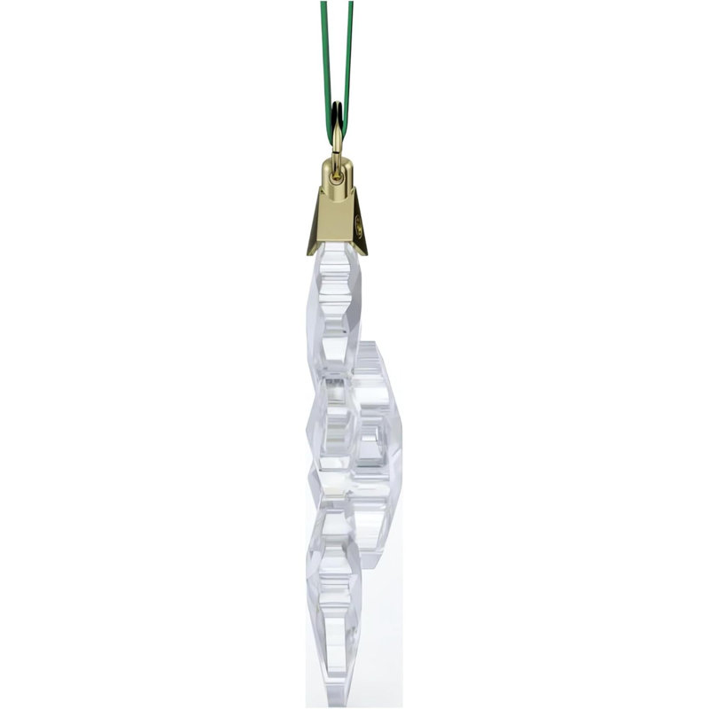 2024 Clear Crystal Snowflake Ornament with Green Ribbon