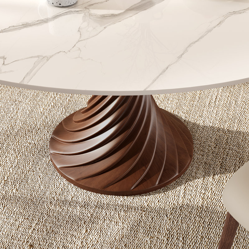 Table de salle à manger Modern, H 29,5 po x l 43 po x P 43 po, Glossy Glacier / Dark Walnut