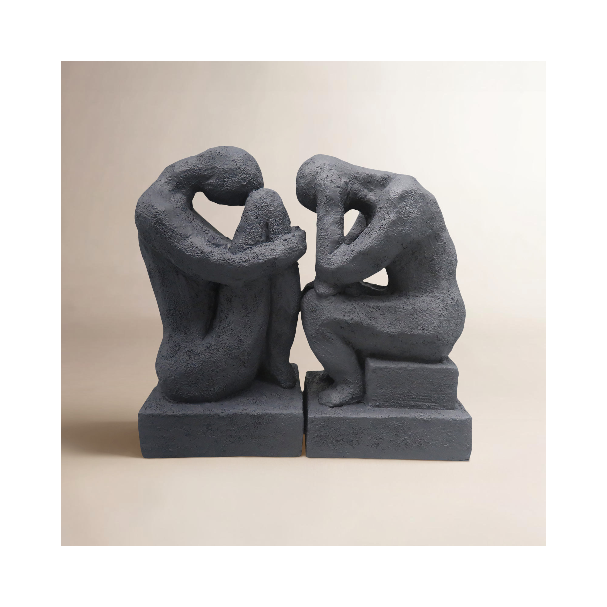 Sagebrook Home Wella Polyresin Thinking Man Bookends Set - Enhance Your Shelves, 7" H x 8" W x 3" D, Black