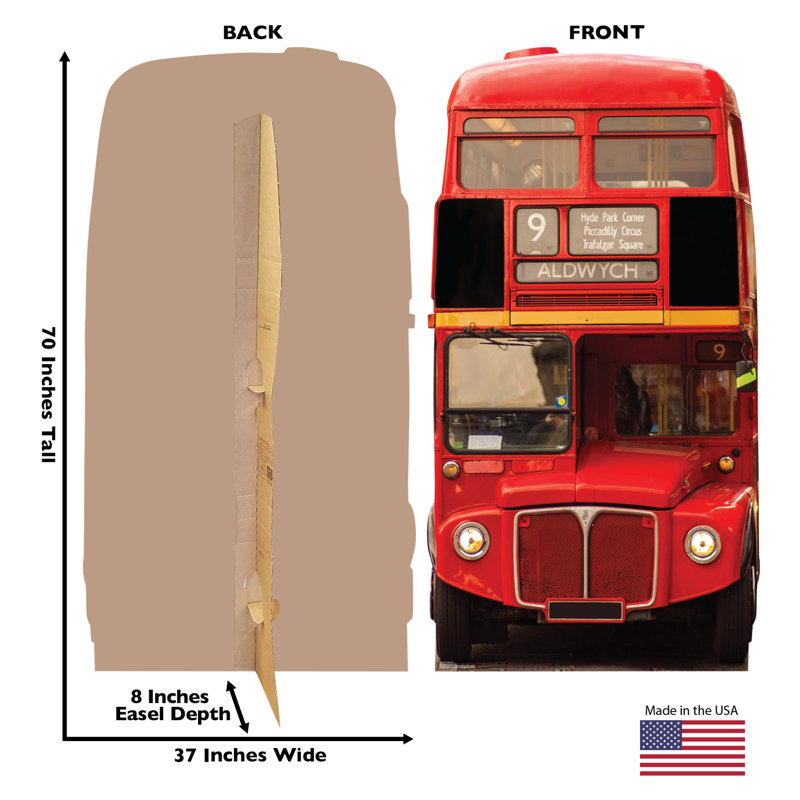 70 x 37 Inch Red London Bus Cardboard Cutout