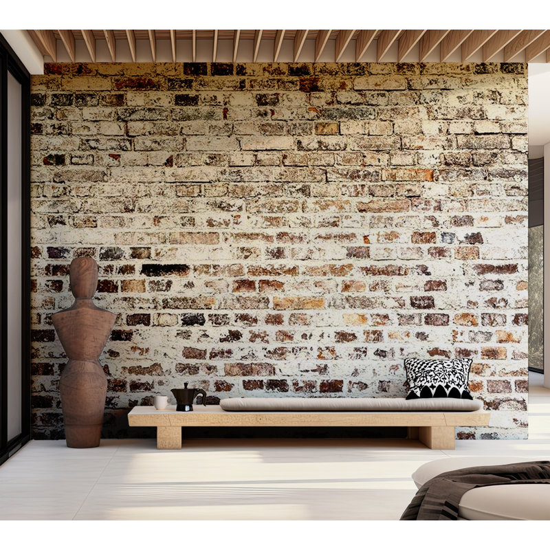 Dekesha Brick Wall Mural, 68" L x 98" W, Beige