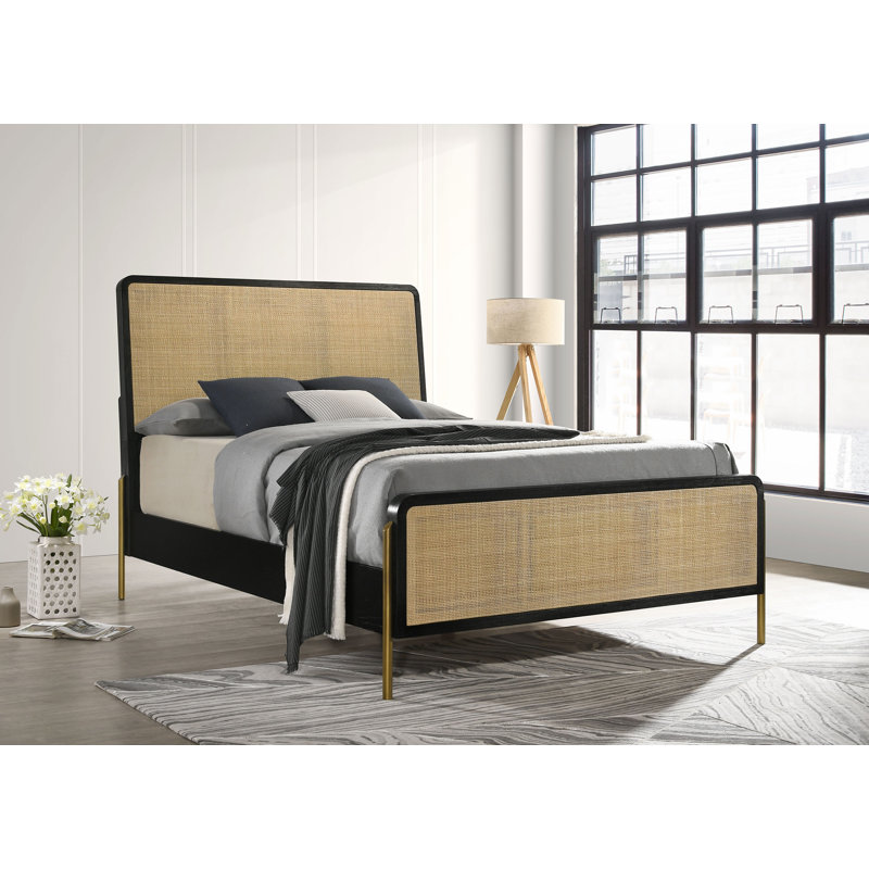 Maxine Rattan Panel Bed, Black/Brown, California King