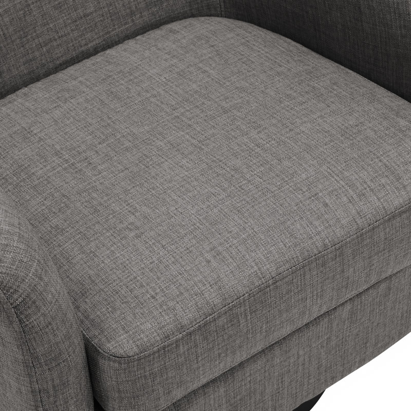Fauteuil pivotant Frankie en coton mélangé gris, avec piètement en bois massif, Mélange de polyester gris