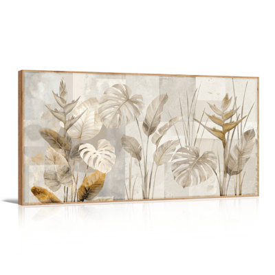 Ensemble de 1 tableau sur toile à motif de feuilles tropicales
